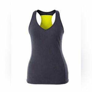 Danskin gray yellow 
 Athletic Tank Top racer back XL built in bra